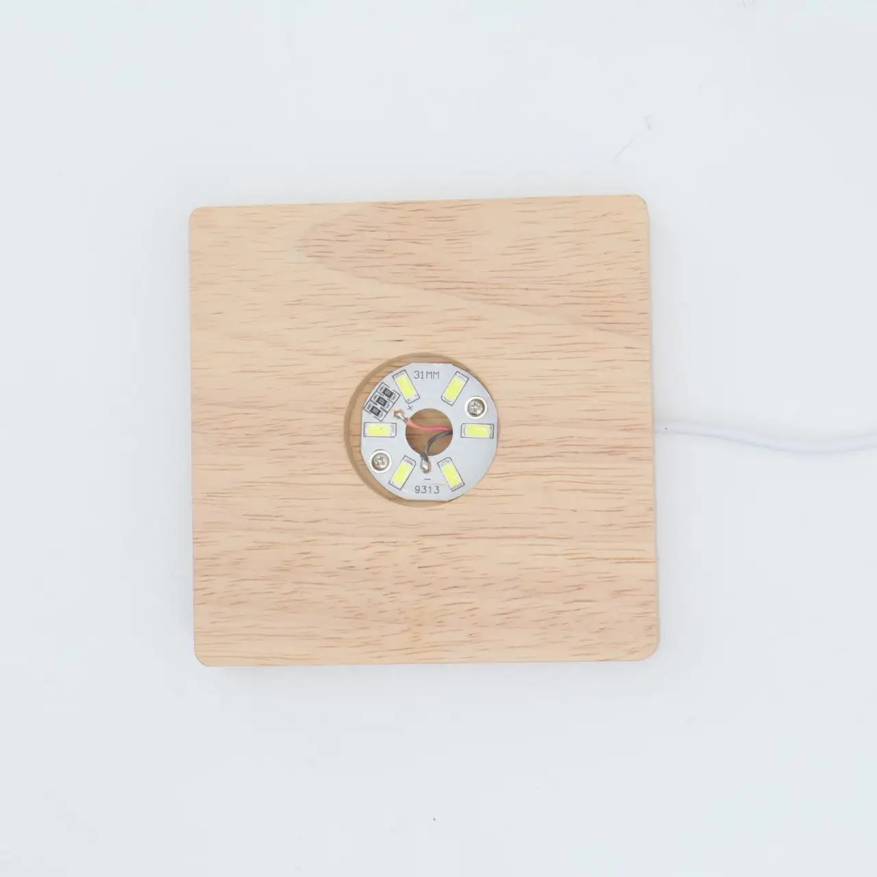 USB Handmade Wood Rectangle Round Oval Shape LED Display Base Resin Art Ornament Wooden Night Lighted Base Stand Crafts