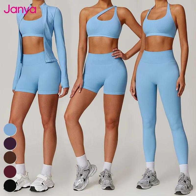 New Sportswear Seamless Knitted Workout Clothing Scrunch Butt Lift Sports Leggings 2 Piece Set Gym Fitness Yoga Sets For Women