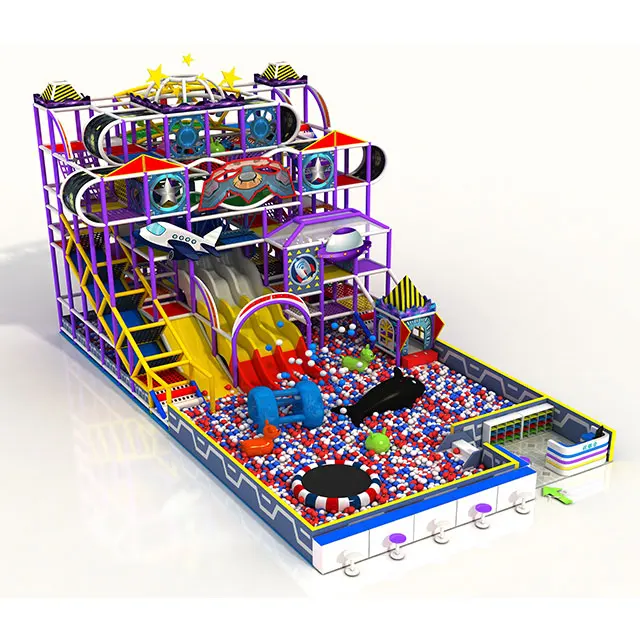 Interstellar Theme Indoor Playground Equipment Soft Commercial Amusement Center with Big Slide and Ball Pool for Children