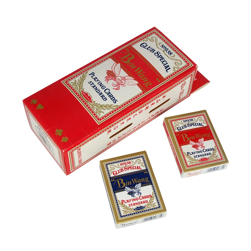 Bin Wang 938 Playing Cards Standard Blue Core Paper Club Special Plastic Coated Casino Quality Playing Cards Poker Wholesale