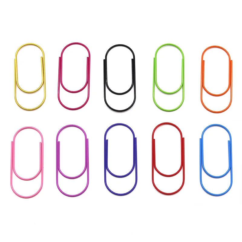 X809 50mm Paper Clip Metal Wire Clips File Index Clamp Widened Fat Paper Clips Colored Large Paperclips Bookmark For Home Office