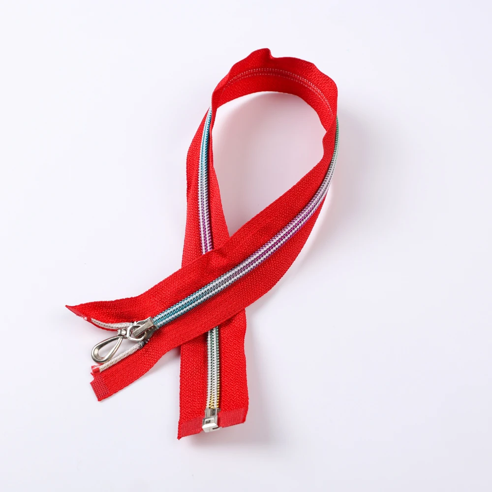 RTS 5# Cheap Closed-end Zipper for Garments processing Accessories Colorful Teeth Nylon Zipper with fancy zip pulls