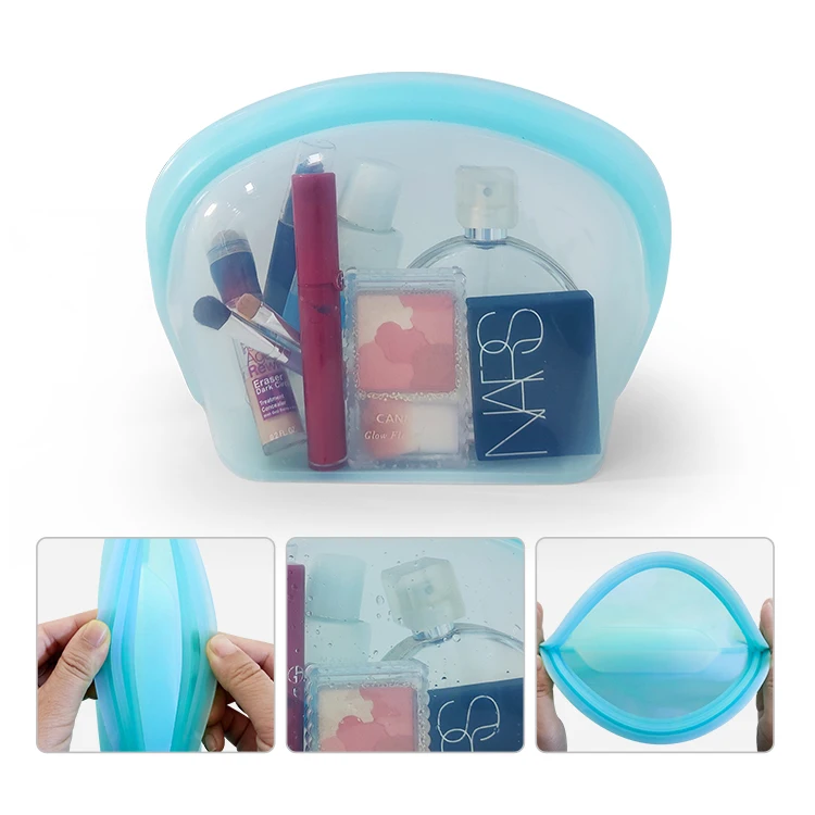 Makeup Bag Beauty Cosmetic Reusable Storage Bag Gift Moistureproof Silicone Travel Bag