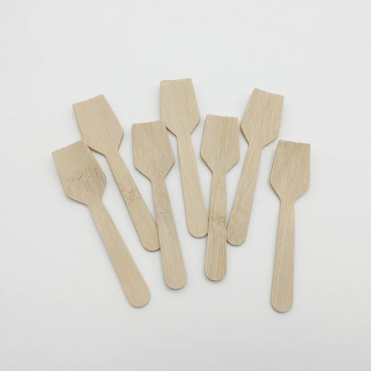 disposable BPA free organic bamboo Dessert Spoons for tasting gelato ice cream yogurt