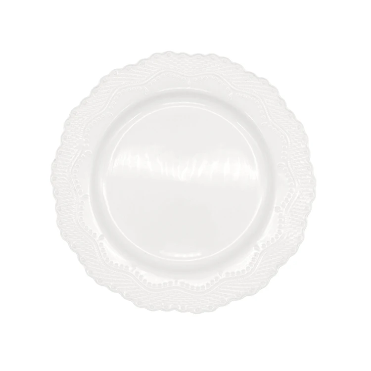 High quality round white dinner dishes porcelain dinnerware ceramic plates Queen Lace Collection 26cm dinner plate