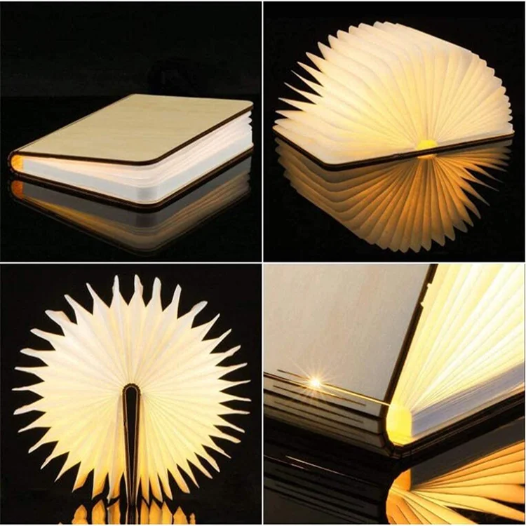  2021 Amazon Top Seller Wood Home Decor Custom Usb Portable Small Magnetic Folding Flexible Book Shaped
