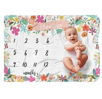
Custom Pattern Multi Size Baby Photo Prop First Year Monthly Milestone Blanket Set for Infant 
