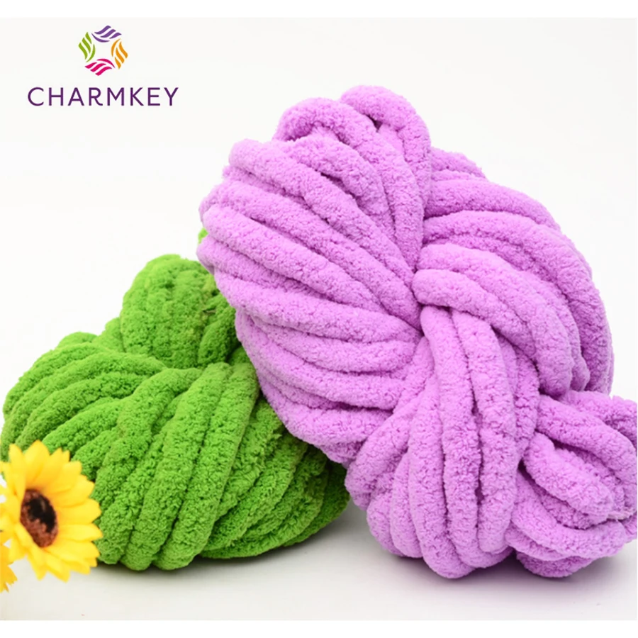 Wholesales Knit Giant Soft Velvet Crochet Polyester Hand Knitting Chunky Chenille Thick Jumbo Yarn