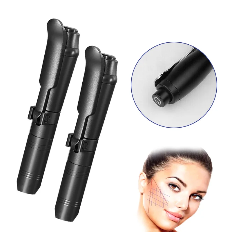 Gold needle free 2 in 1 two head injection hyaluronic acid lip dermal filler pen injector gun functional