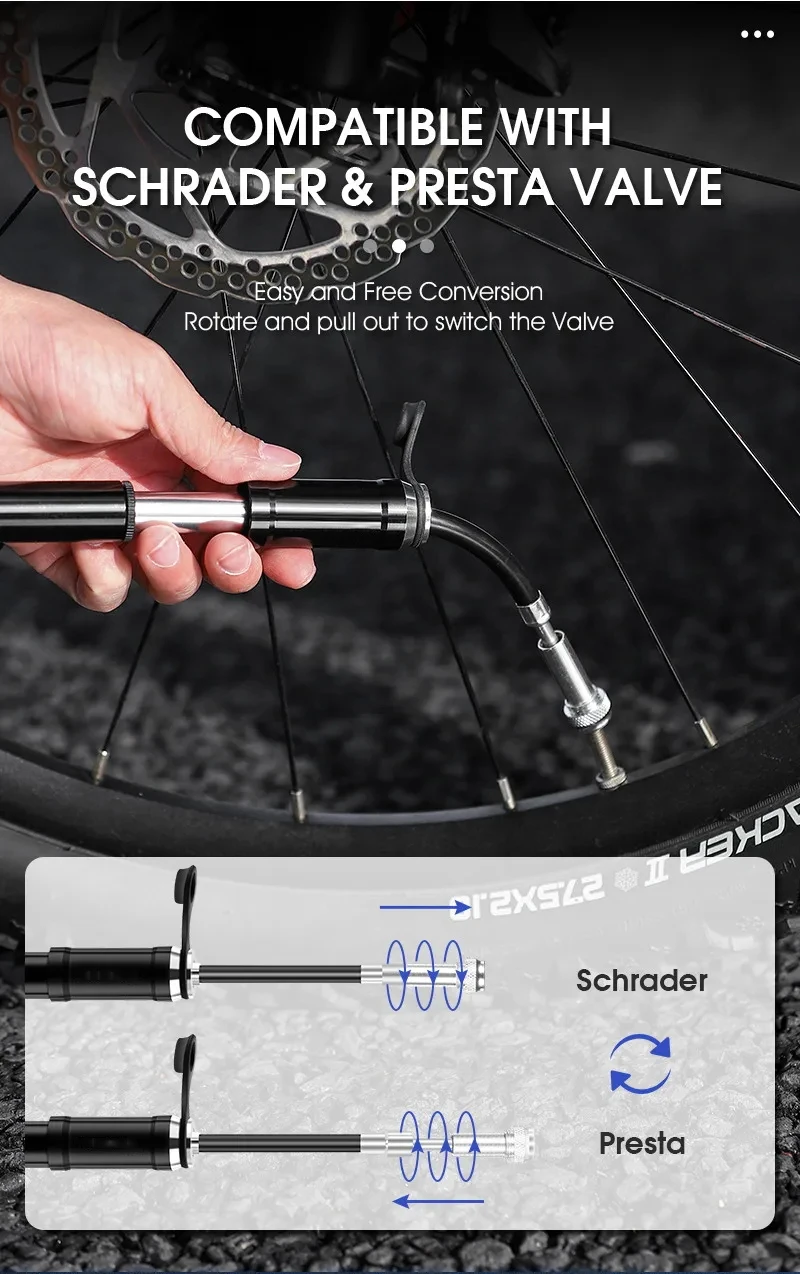 bike tire inflator 130psi aluminium hand bicycle pump Bicycle Pump Mini Portable