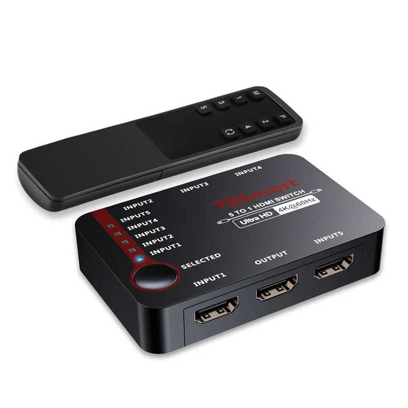 TESmart Video Mixer Switcher 5 in 1out Full HD Display 18 Gbps HDCP 2.2  HDR EDID CEC 4K60HZ HDMI Switch