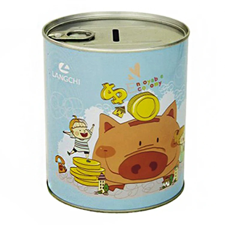 Wholesale Metal Round Save Money Coin Bank Tin Can Children Custom Piggy Bank