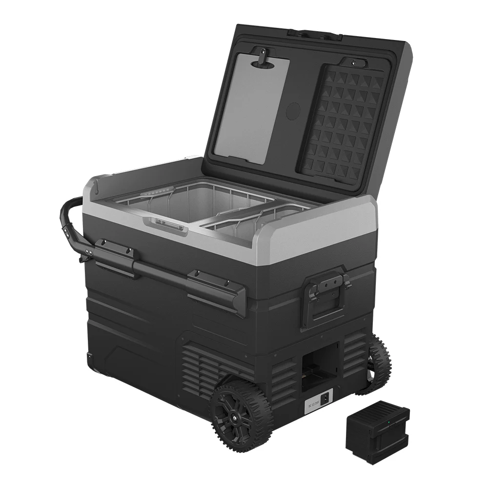 Compact dual zones solar powered car refrigerator camping fridges with dual temperature control system