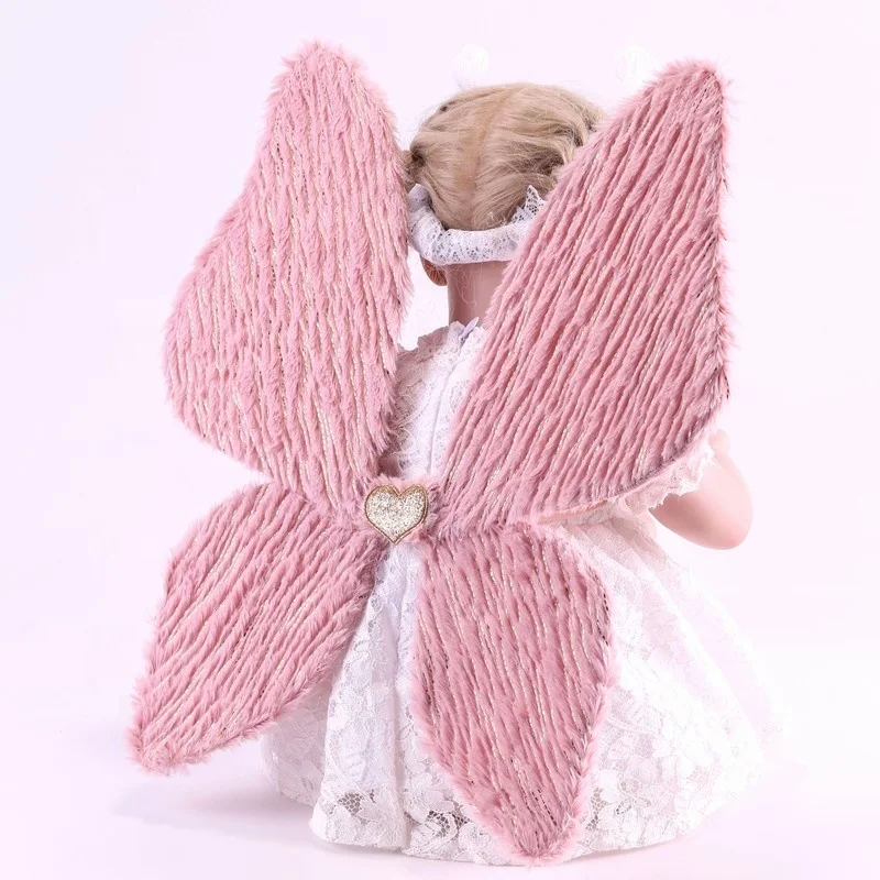 Factory Hot Sell Children Kids Girl Halloween Cosplay Costume Pink Color Feather Angel Wings Children Butterfly Wings