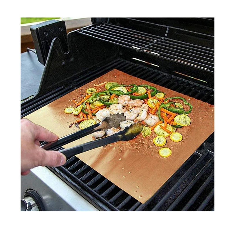 Wholesale Heavy Duty Reusable Easy-Clean Non Stick Eco Friendly Grilling Mate PTFE Grill Mat For Patio