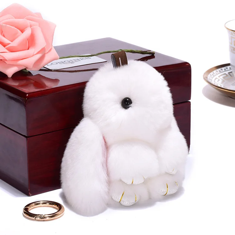 Korea Popular Cute Rabbit Pendant Ear Hair Keychain