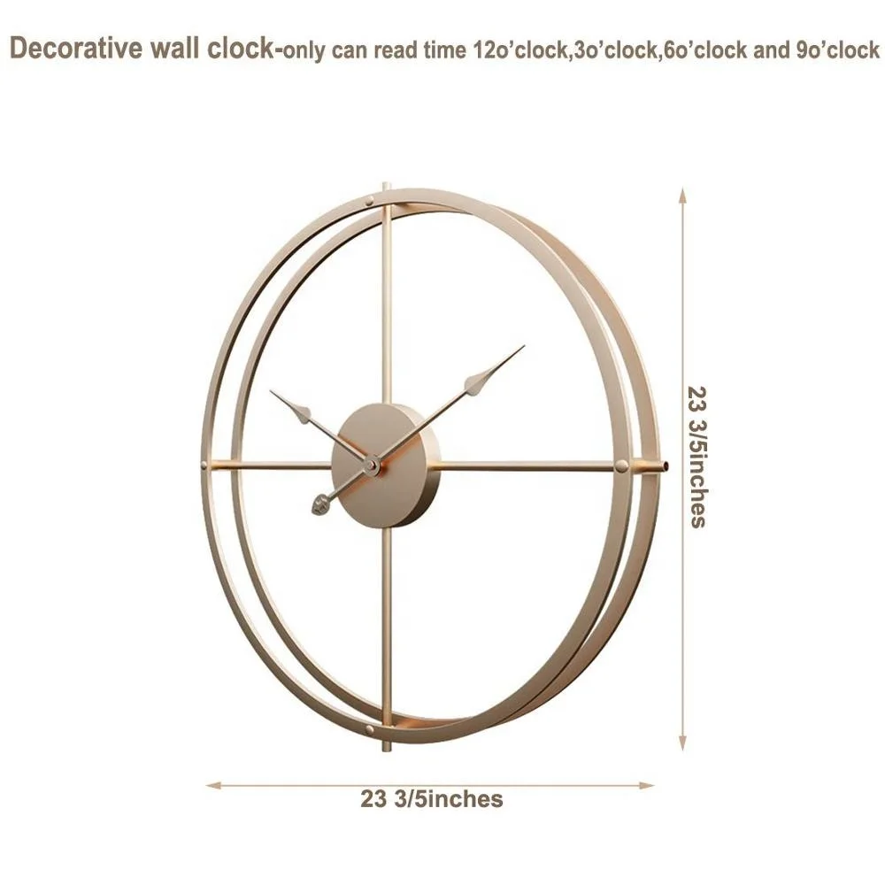 
Silent Modern Art Decorative Wall Clock Rustic Metal for Living Room 
