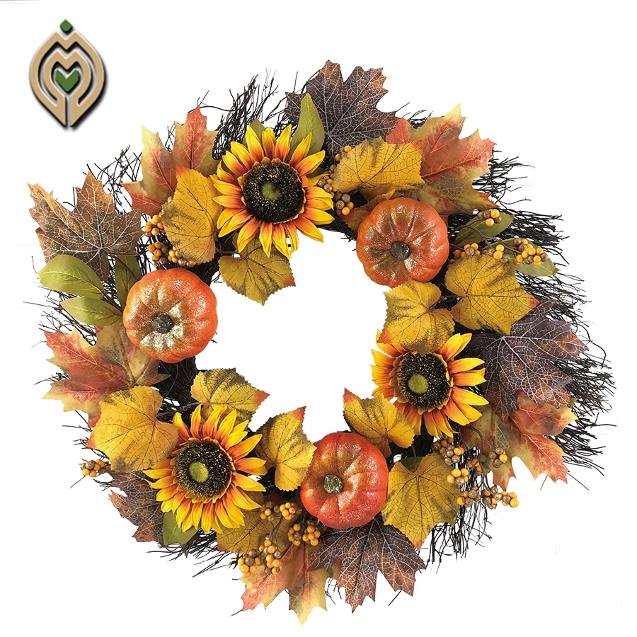 A wreath  pumpkin  Flowers and  Melon and fruit  The maple leaf  Maple color  sunflower  Autumn style greenery