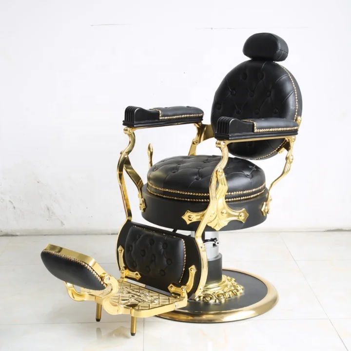 Beauty salon furniture hairdressing shaving chair luxury classics black and gold hair salon chairs