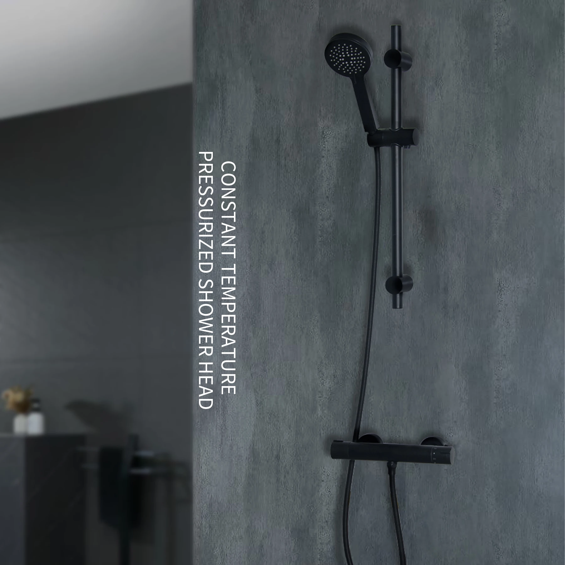 Popular Round Bathroom Shower Faucet Stainless steel Hot Cold Bathroom Tap Thermostatic Shower Set Black Bathtub Mixer Faucet