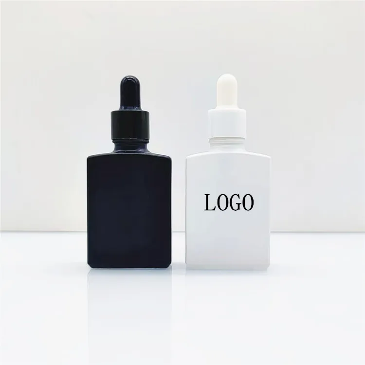 High-end Square Glass Hair Skincare Serum Bottle 15ml 30ml 50ml 100ml Rectangle Glass Dropper Bottle For Cosmetic Essential Oil