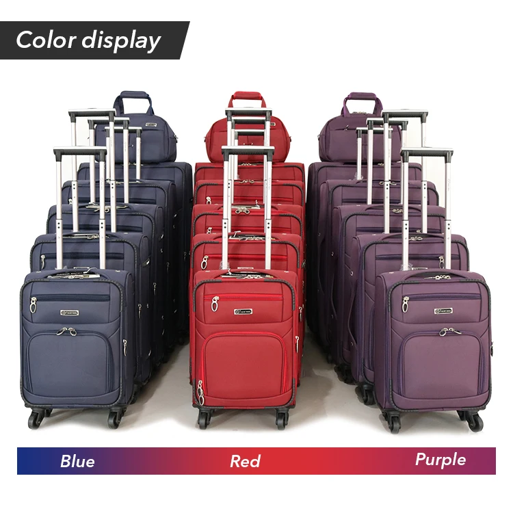 Custom High quality 4 wheels 14 16 20 24 28 32 inch waterproof black nylon travel bags luggage set