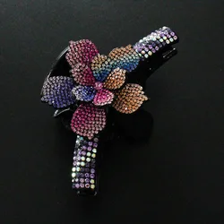 New Design Women Luxury Rhinestone Flower Hair Claws Hair Crab Hairpins Ladies Large Size Ponytail Hair Clips Fashion