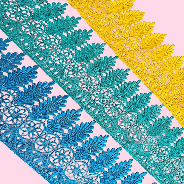Factory production of embroidered water-soluble polyester lace DIY wedding dress lace fabric trim