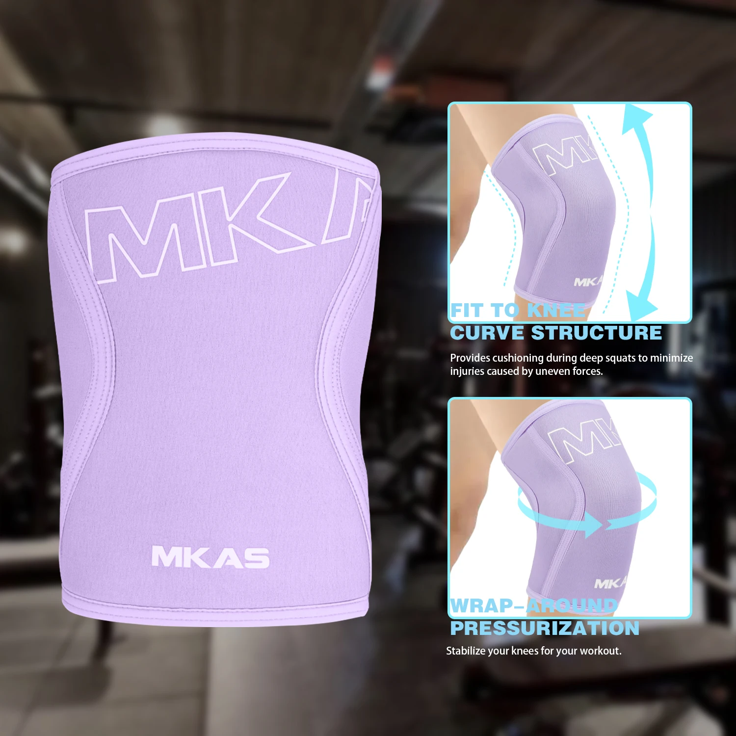 MKAS Sports Wholesale High Quality Weightlifting Elastic Compression Knee Sleeves Support Neoprene Knee Sleeves