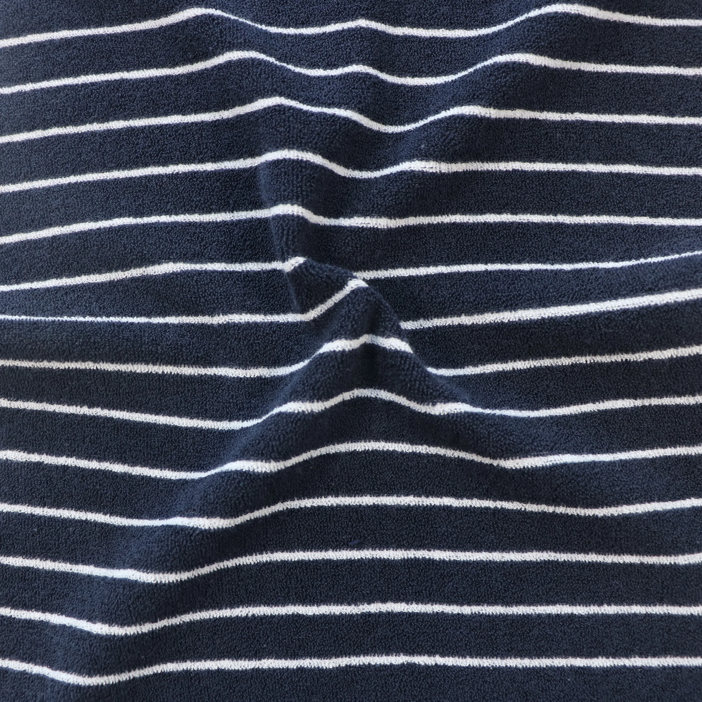 Customized Color Stripe Pattern Cotton55 Poly45 One Side Brush Weft Knitted Ant Fleece Fabric for Coat Home Textile