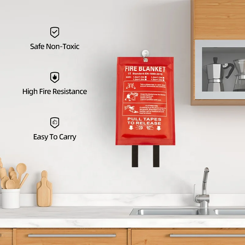 1m*1m 430g home fire blanket for kitchen with CE EN1869: 2019