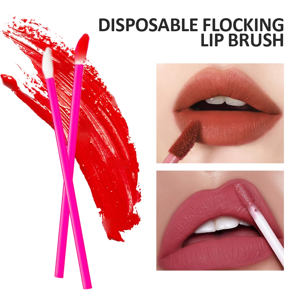 Multi-Color 50Pcs/Box Disposable Lip Brush Applicators Lipstick Applicator Wands For Lipstick Gloss With Case