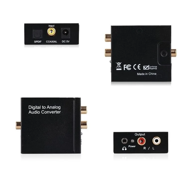 DAC Digital SPDIF Optical to Analog L/R RCA Converter Toslink Optical to 3.5mm Jack Adapter Digital to Analog Audio Converter