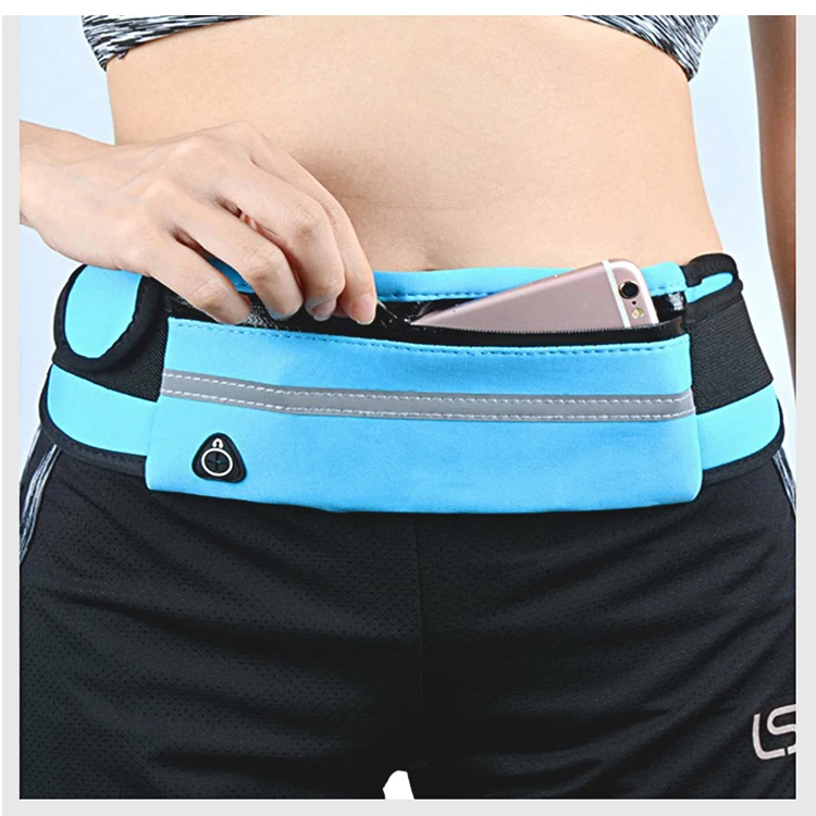 Wholesale Neoprene Elastic Waterproof Fitness Sports Fanny Pack Mobile Phone Running Belt Waist Bag With Bottle Holder