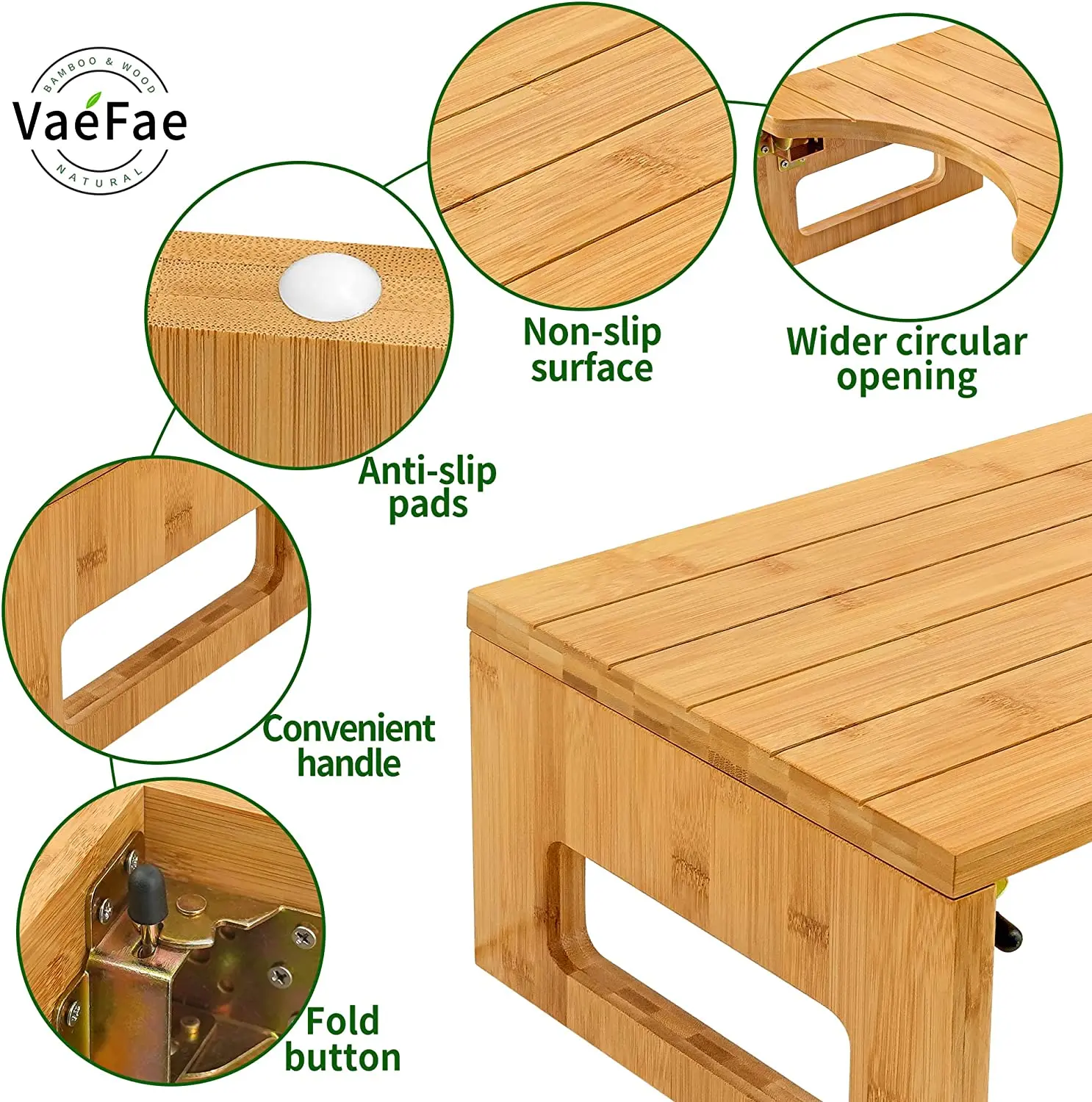 Kids Bamboo Foldable Toilet Stool Children Step Nurse Foot Stool