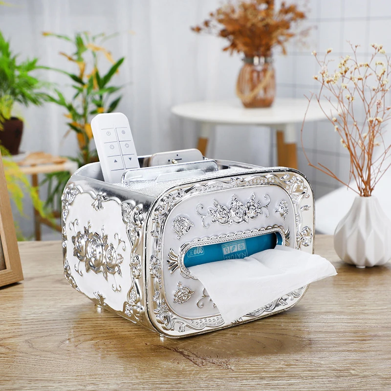2022 Creative Square Plastic Desktop Tissue Box TV Phone Holder Tissue Box Manufacturer Directly Sale