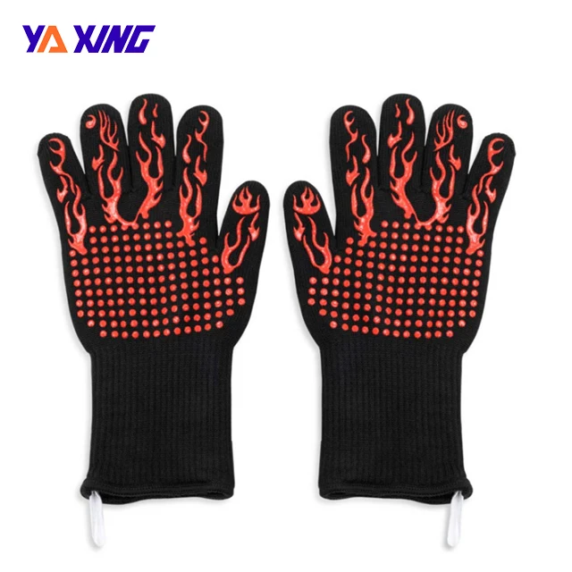 Fireproof Material Heavy Duty Silicone Gloves with Fingers