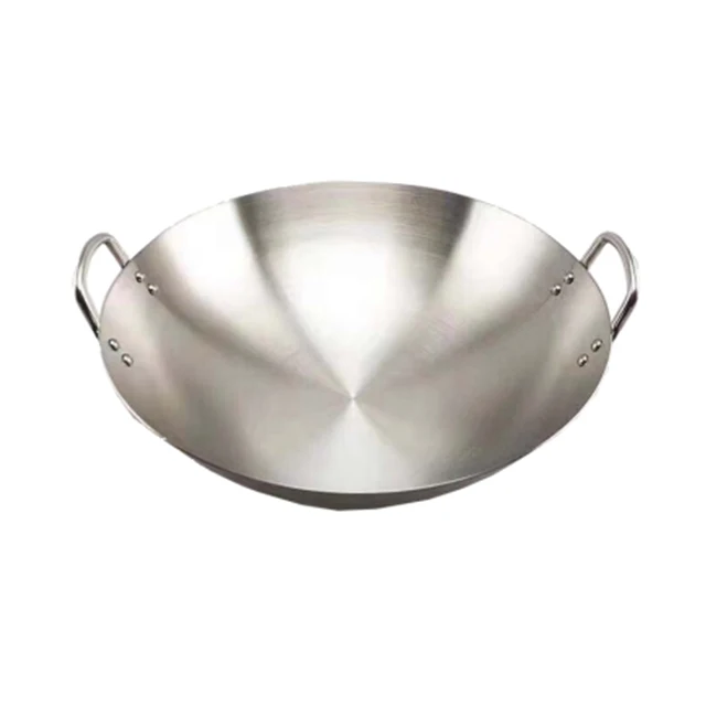 High Quality 30cm-43cm 2.0mm 201 Thickness Stainless Steel One Handle Chinese Restaurant Hotel Cooking Wok For Sale