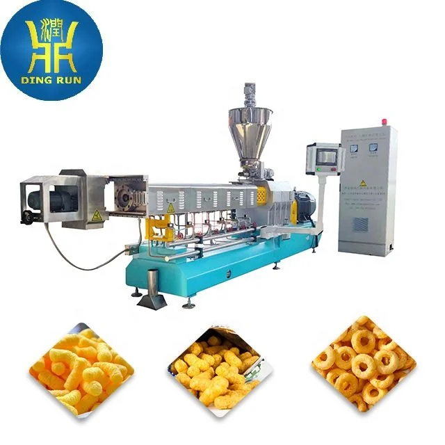 Maize Puffed Snacks Making Process Ring Snack Production Line Machine Electric Automatic Corn Extruder Plant