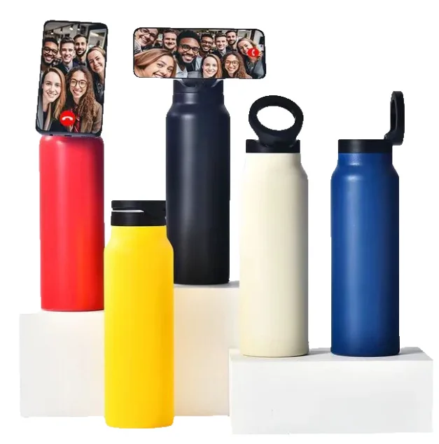 Magnetic Stainless Steel Sports Kettle High-Appearance Level Thermos Cup Mobile Phone Stand TV Photo Watch Fetures Cold Bottles