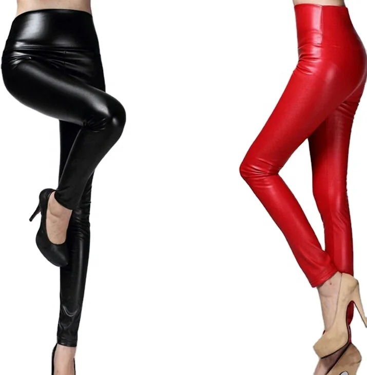 Autumn Winter Thick Large Size PU Leather Trousers High Waist Tight Leather Leggings