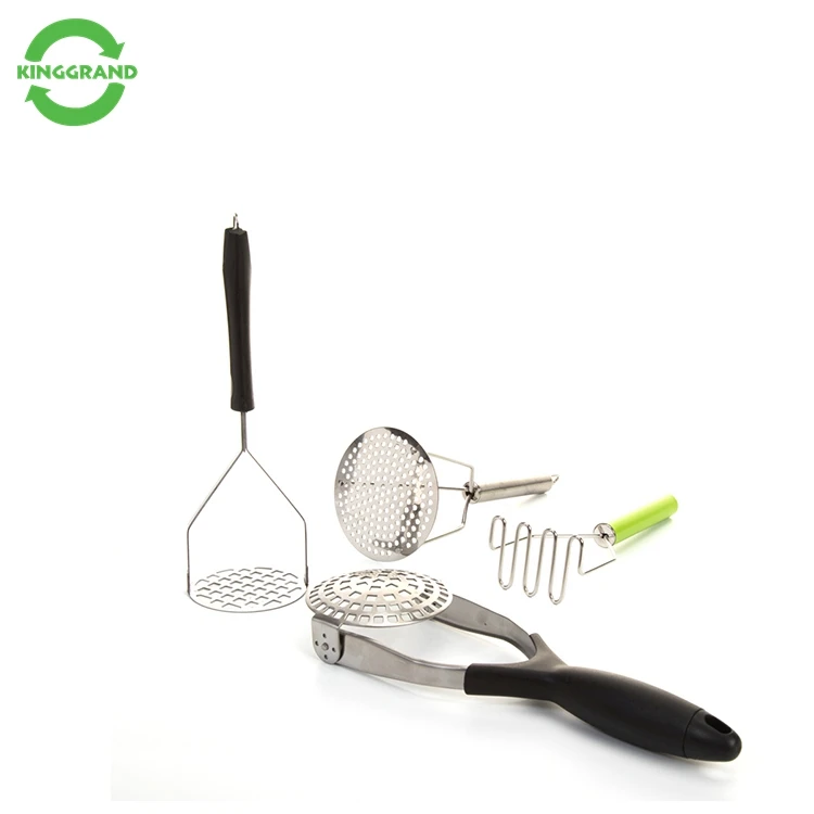 
large mini black nylon wire silicone wooden handle manual plastic stainless steel press potato masher and ricer 