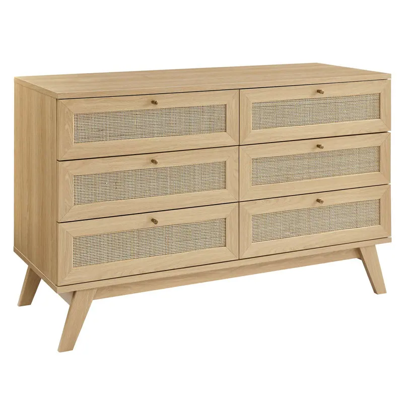 New Design Modern Bedroom Furniture Bedroom Chest of 6 Rattan Dresser Drawers
