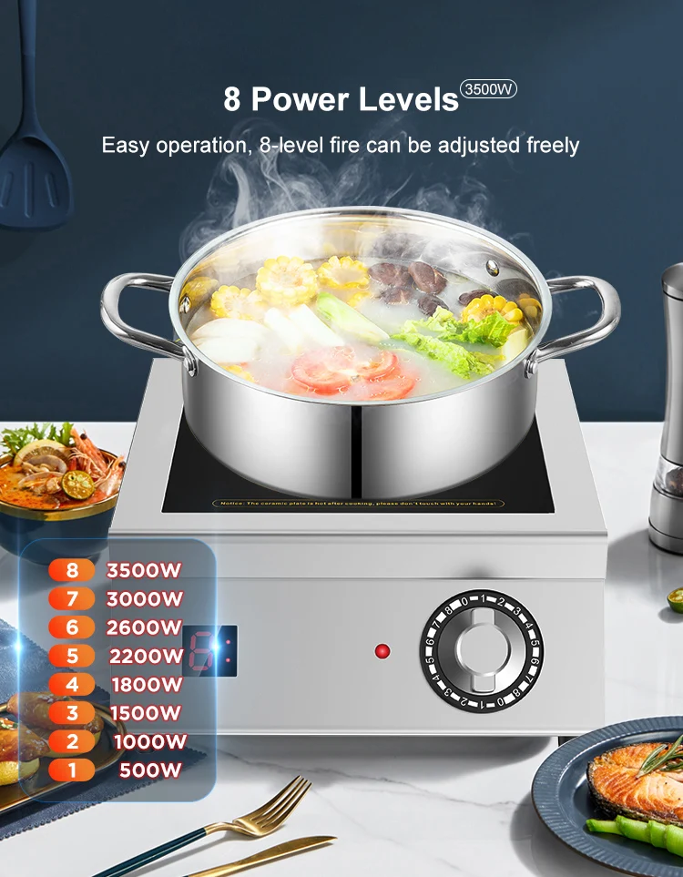 Used Zhongshan Cheap Electric Commercial Chinese Range Wok Station 5Kw 3500W 3.5Kw Stainless Steel Induction Cooker Manufacturer