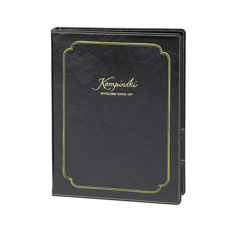  black Faux leather guest directory leatherette file folder luxury presentation for hotel lobby meeting Guest