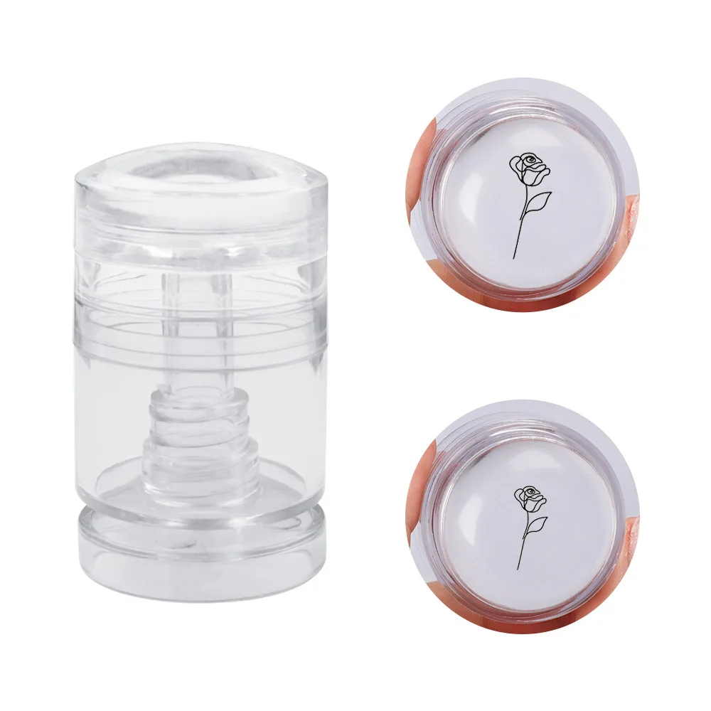 Nail Art Jelly Stamper Rotatable Change Size Pattern Round Nail Stamper Silicone Nails Stamper Kit With Scraper