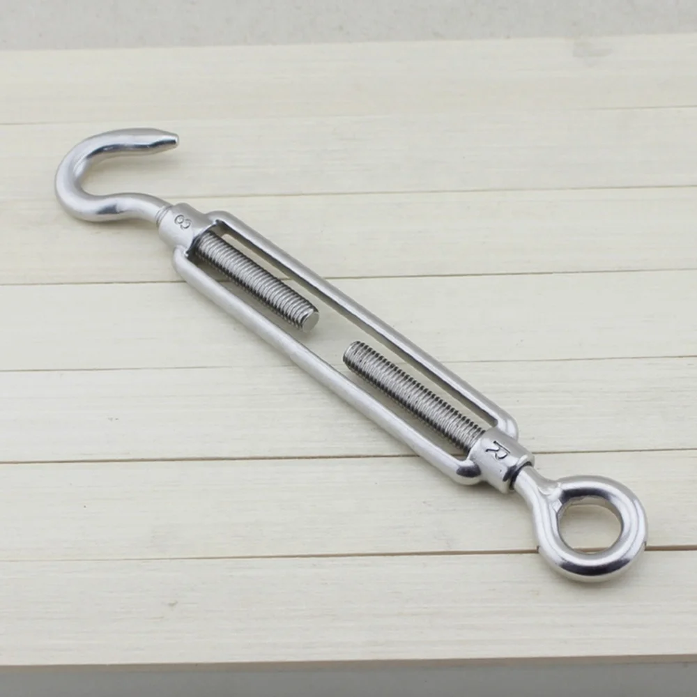 High Polished Stainless Steel AISI304/316 Wire Rope Turnbuckle European Type Frame Turnbuckle with Hook and Eye
