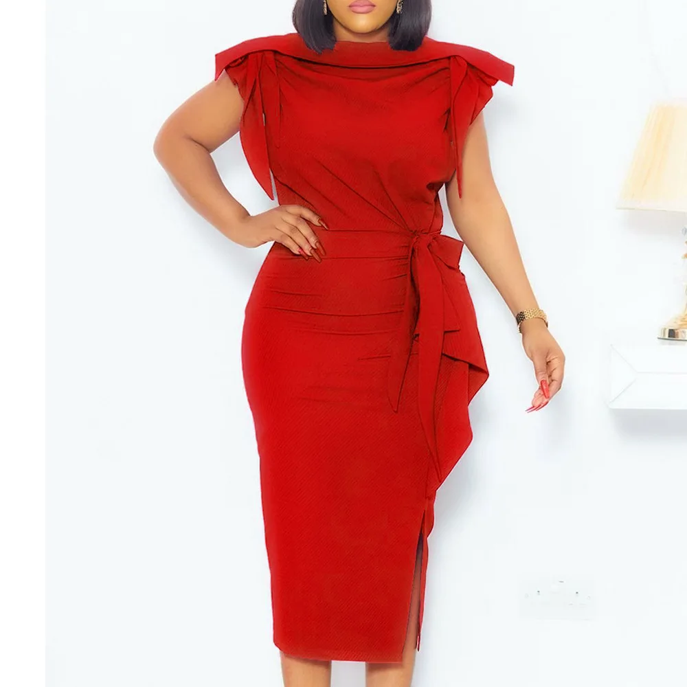 Knee Length Elegant Official Work Female Fashion Formal Ladies Office Wears Career Women Dresses