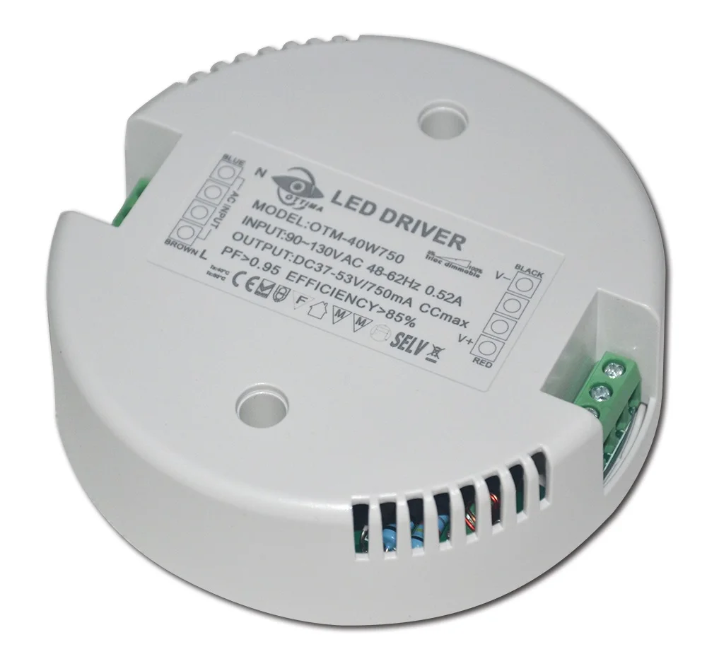 warranty 5 years OEM ODM  40W 60W 80W 12V 24V round shape constant voltage  DALI dimmable led Driver with CE SAA RoHs ETL