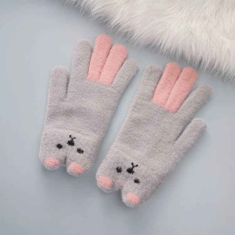 Knitted Colourful Winter Gloves High Elastic Cold Proof Lovely Student Gloves